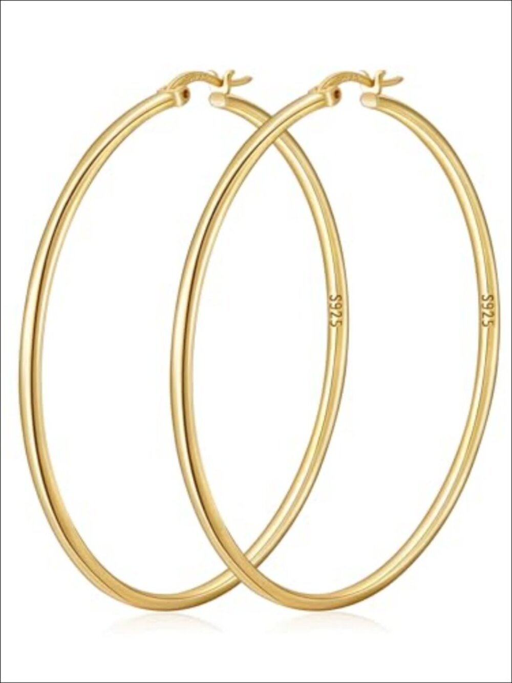 14K Gold Plated S925 Sterling Silver Hoop Earrings Hypoallergenic Lightweight